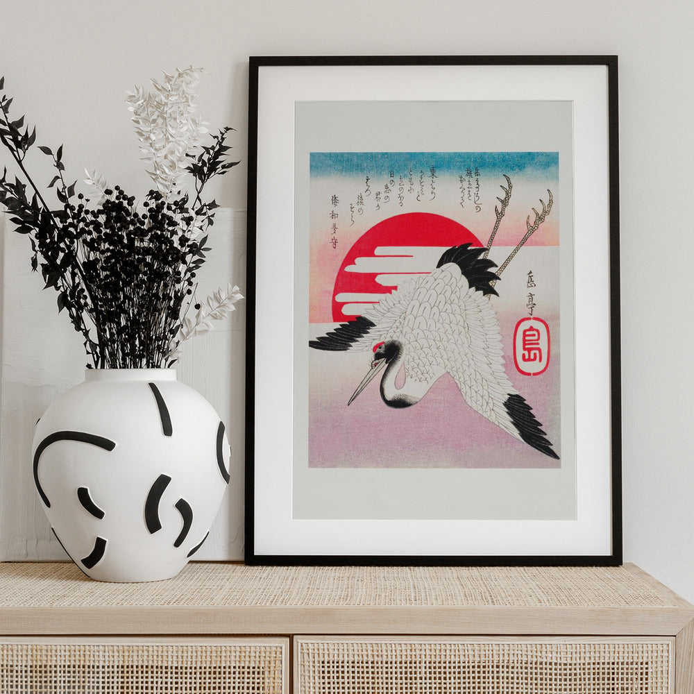 Japanese Flying Crane (1900) - Art Print by Yashima Gakutei