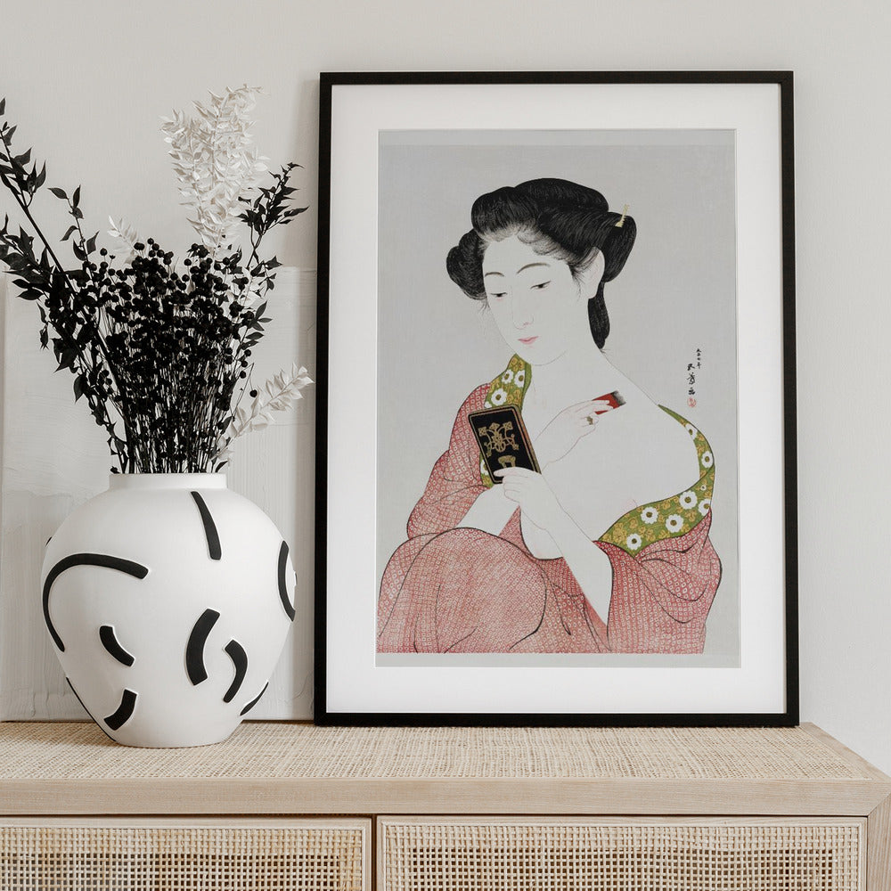 Japanese Woman Applying Powder (1918) - Art Print by Hashiguchi Goyo