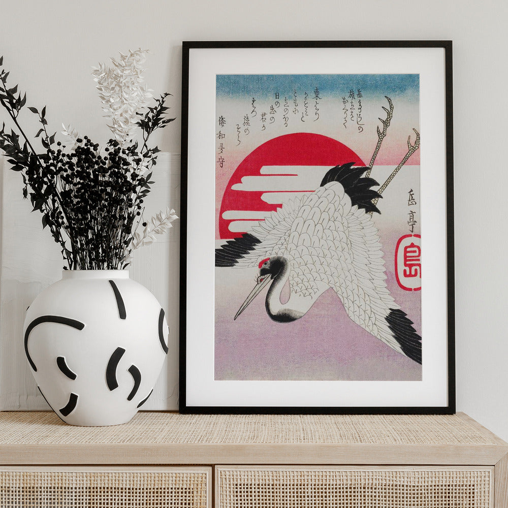Japanese Flying Crane (1900) - Art Print by Yashima Gakutei