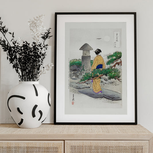 Full Moon and Pine Tree (1896) - Art Print by Ogata Gekko