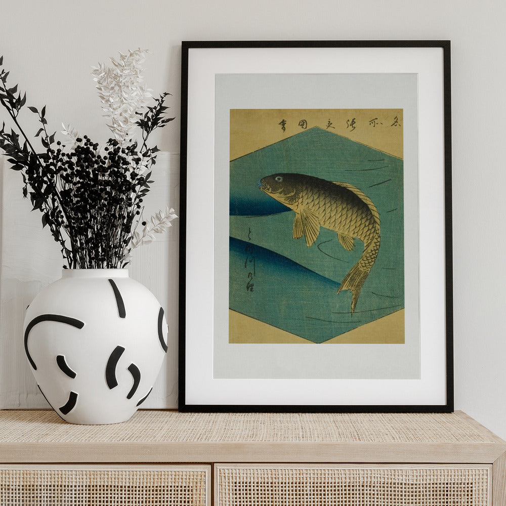 Carp In the Tone River, Tonegawa No Koi - Art Print by Utagawa Hiroshige