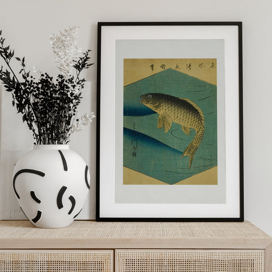 Carp In the Tone River, Tonegawa No Koi - Art Print by Utagawa Hiroshige