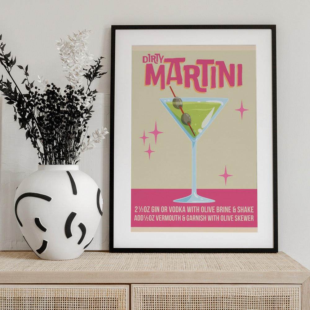 Dirty Martini Cocktail 01.png - Art Print by WallChart Art Studio
