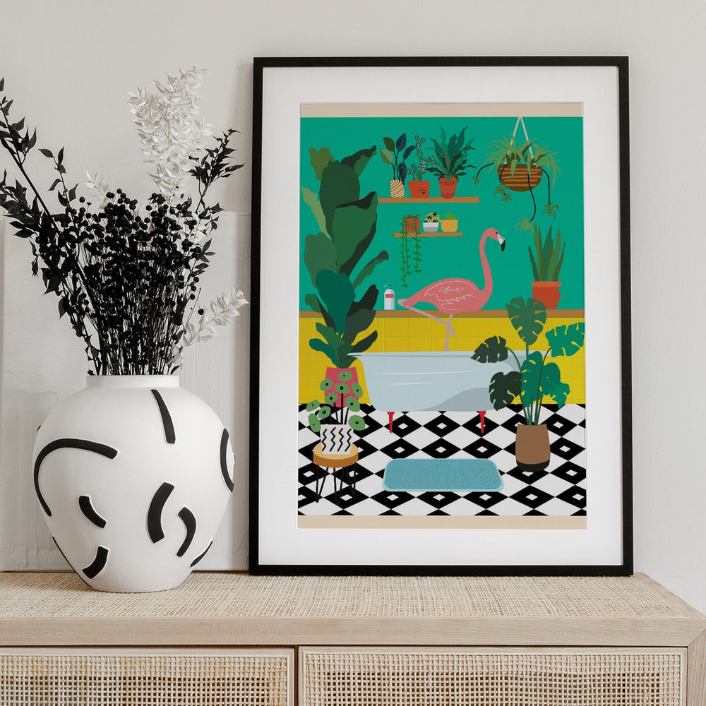 Flamingo Bathtime - Art Print by WallChart Art Studio