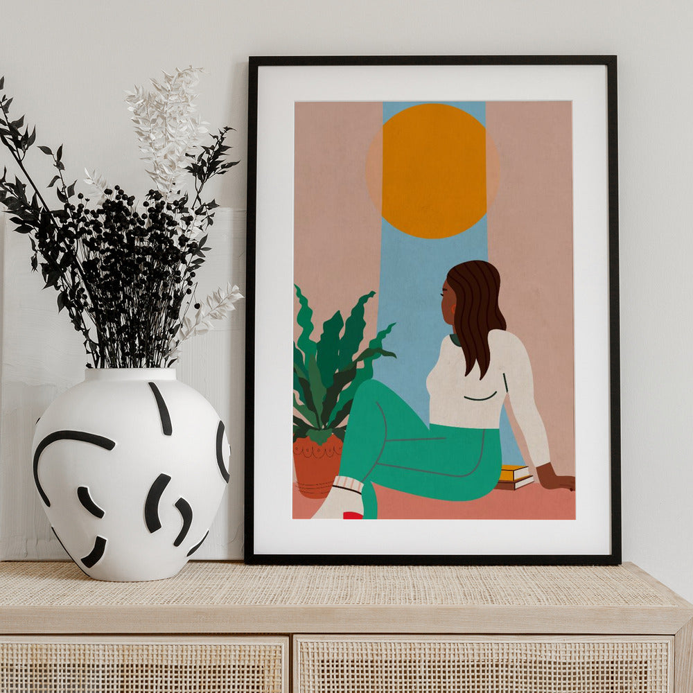 Girl Looking out of Window - Art Print by WallChart Art Studio