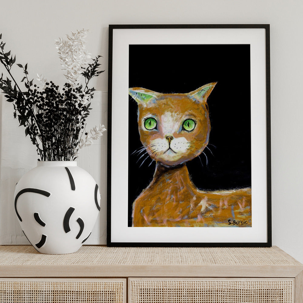The Brown Big Eyed Cat - Art Print by Sharyn Bursic