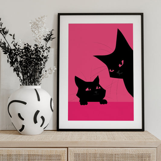 Black Cats (red) - Art Print by WallChart Art Studio