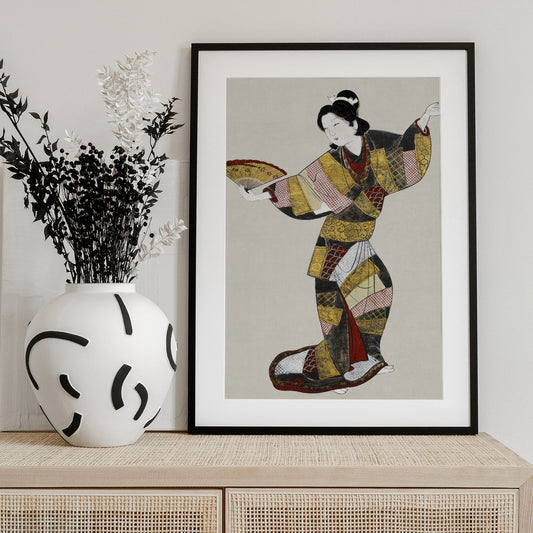 Japanese Female Dancer (17th Century) Vintage Painting - Art Print by Unknown
