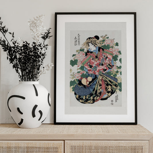 Japanese Woman (1820 1830) Boarder - Art Print by Keisai Eisen