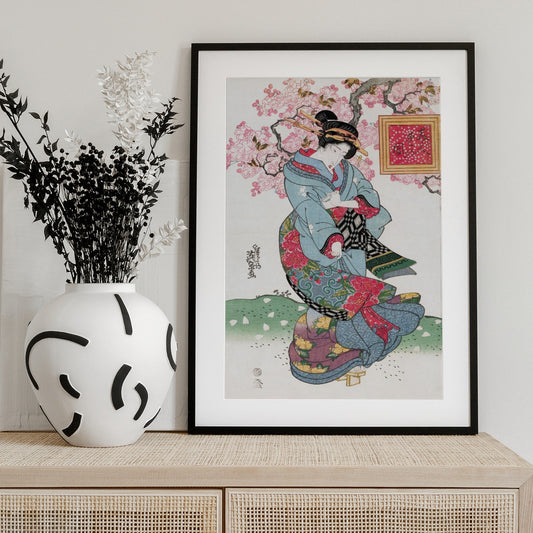 Japanese Woman (1828) Vintage Woodblock Print - Art Print by Keisai Eisen