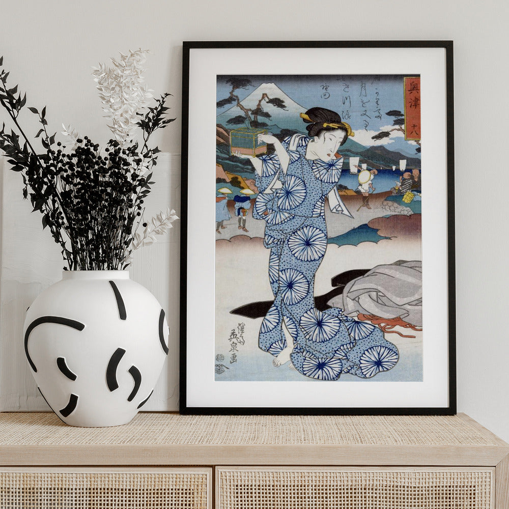 Japanese Woman (1830) Vintage Woodblock Print - Art Print by Keisai Eisen