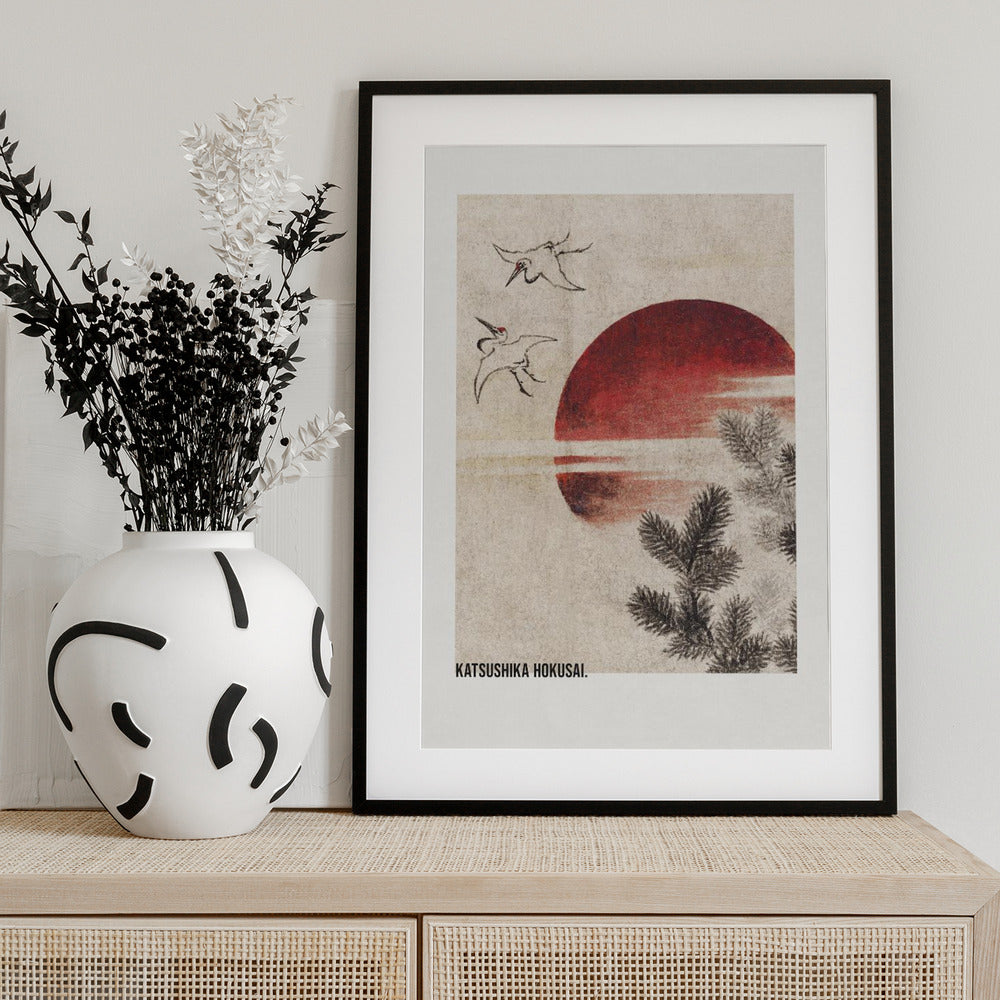 Birds and Sunset, From Album of Sketches (1814) - Art Print by Katsushika Hokusai