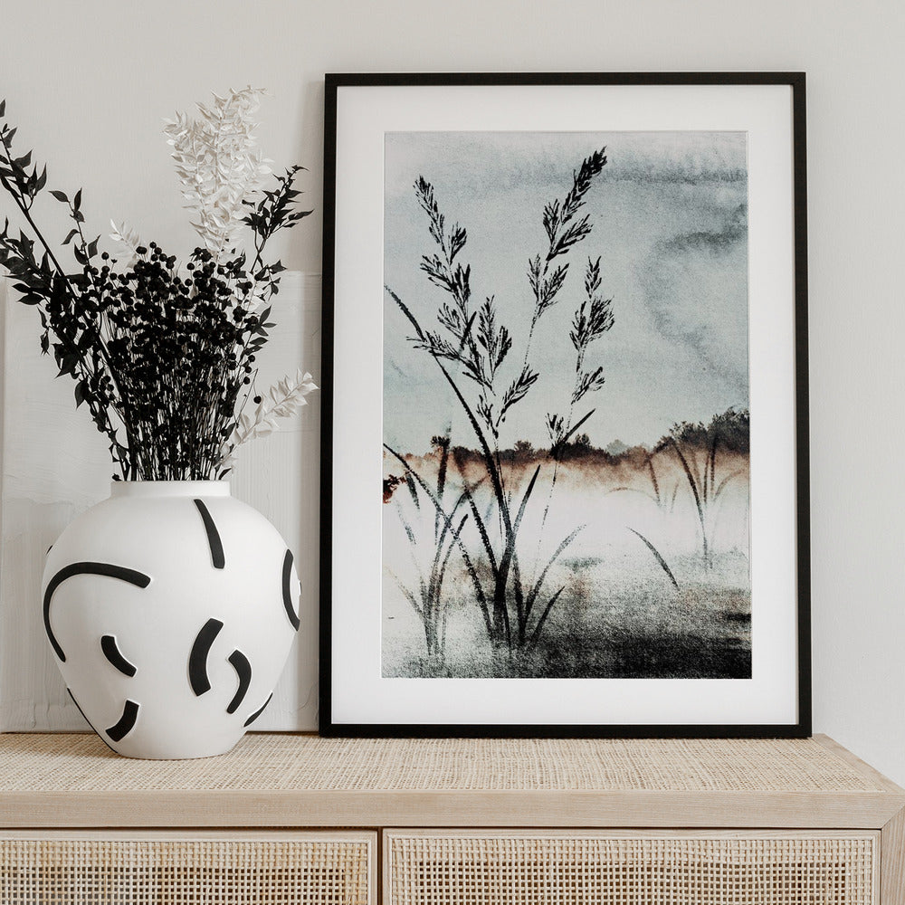 Misty Morning Reeds - Art Print by Treechild