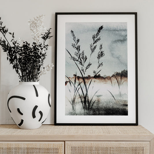 Misty Morning Reeds - Art Print by Treechild
