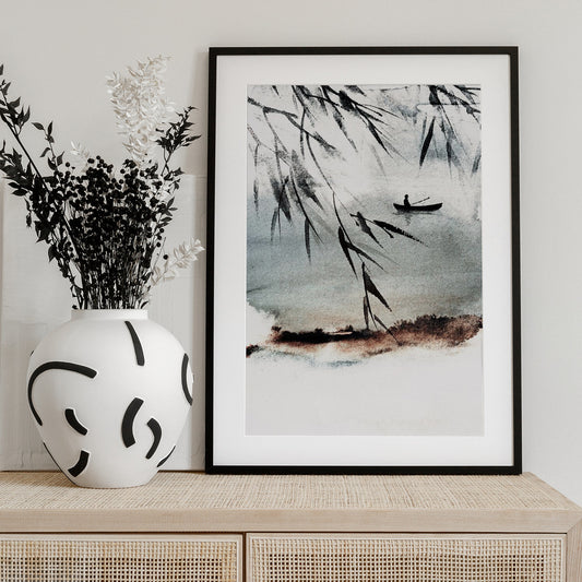 Canoe at Dusk - Art Print by Treechild