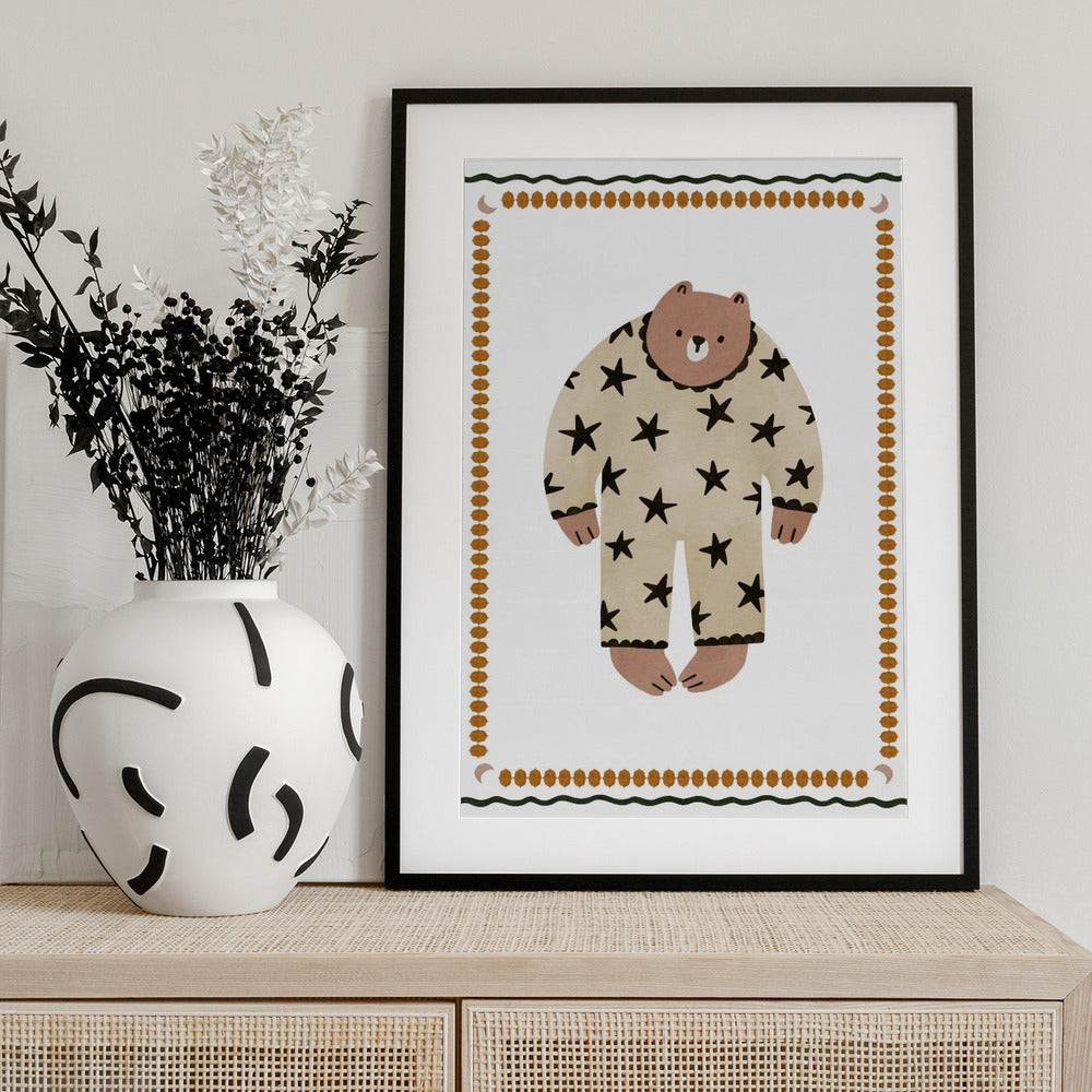 Starry Pajama Bear - Art Print by Treechild