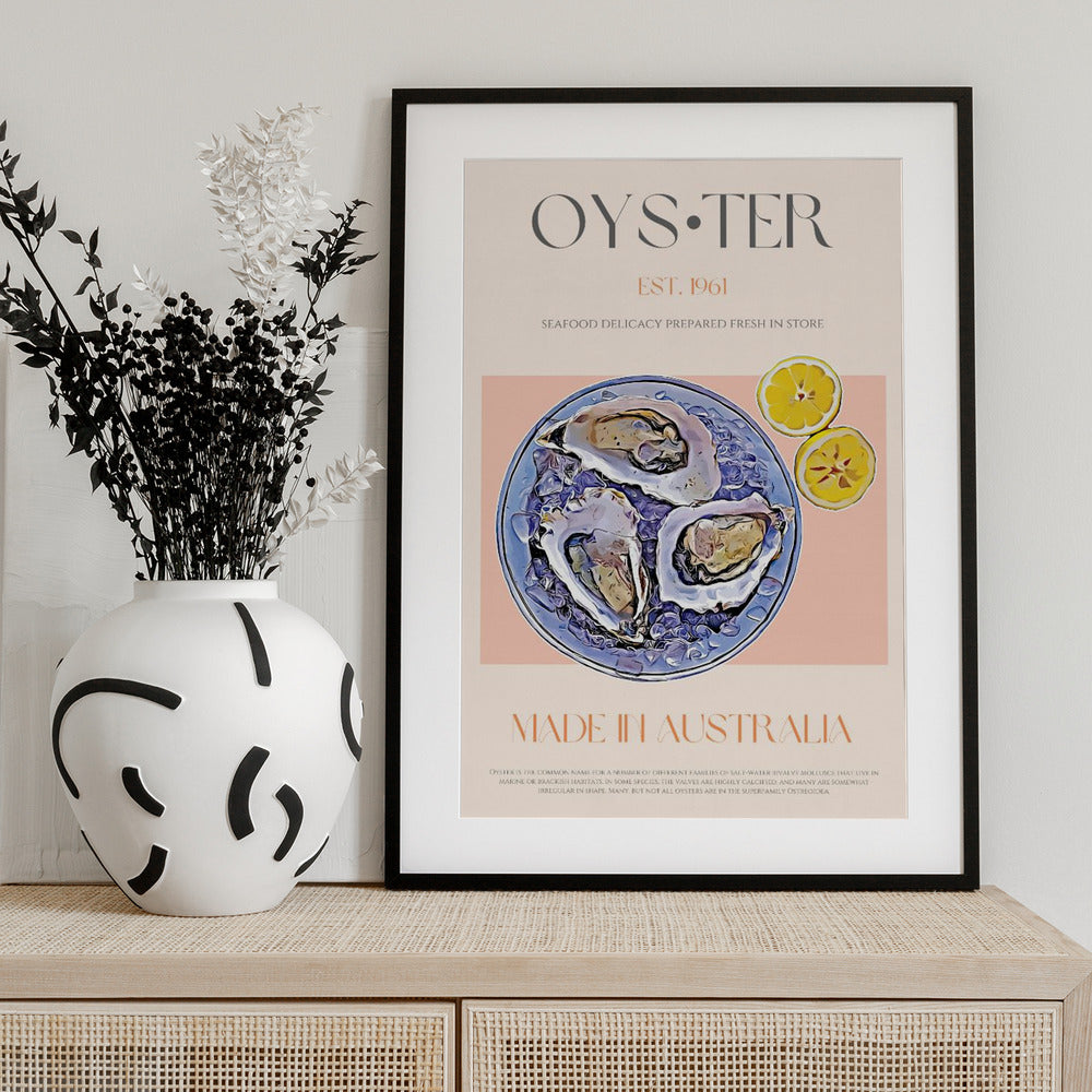 Fresh Oysters with Lemon Slices - Art Print by Nazma Khokhar