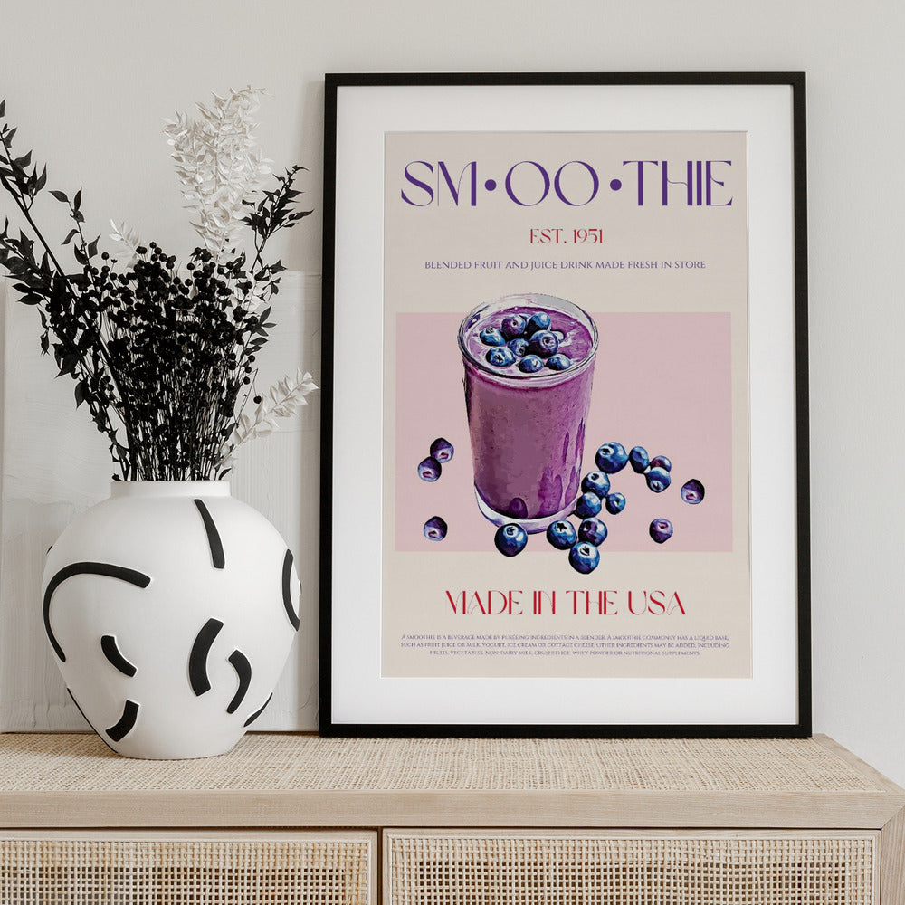 Blueberry Smoothie Illustration - Art Print by Nazma Khokhar