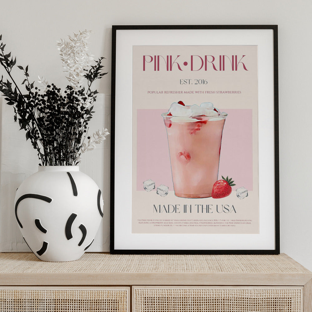 Pink Drink Print - Art Print by Nazma Khokhar