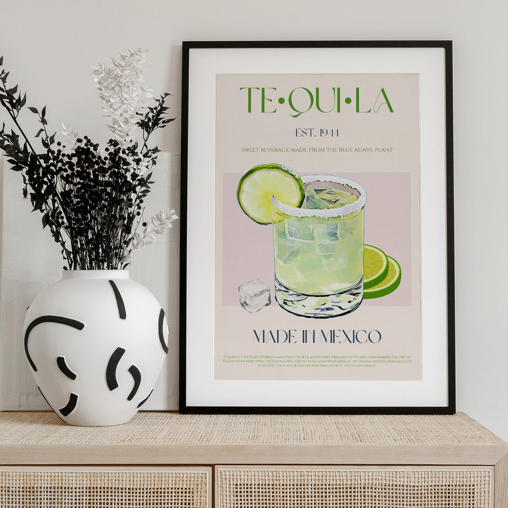 Tequila Drink With Lime And Ice - Art Print by Nazma Khokhar