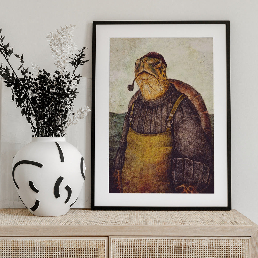 Vintage Stylish Turtle - Art Print by Mike Koubou