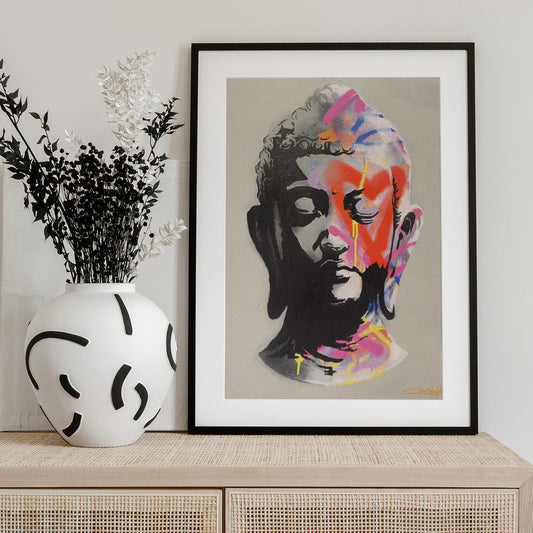 Vibrant Buddha Bust - Art Print by Suzan Habib