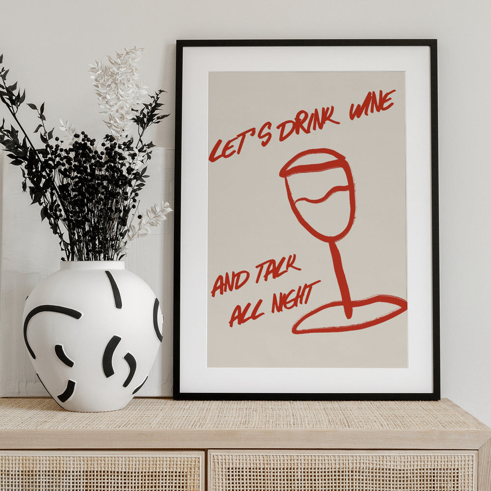 Wine & Words Unwind - Art Print by Treechild