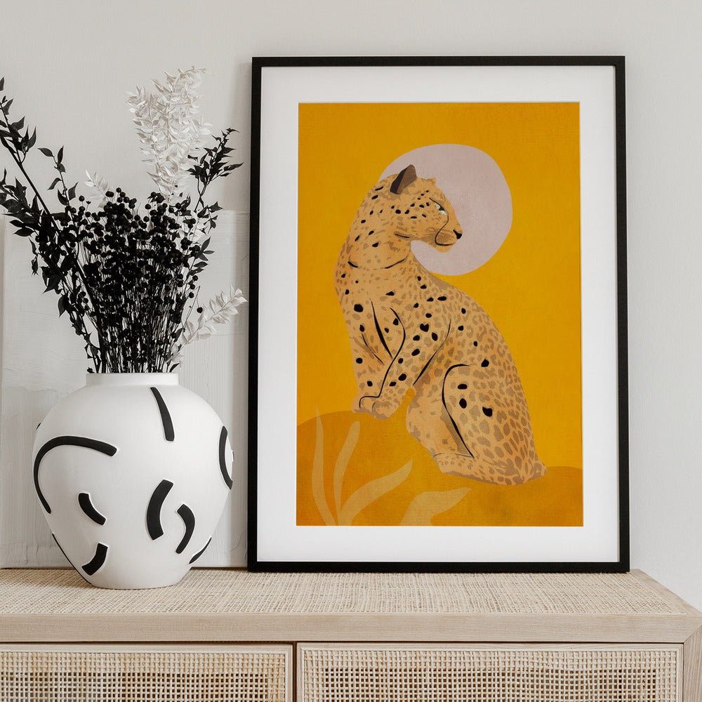 Golden Graceful Cheetah - Art Print by ThingDesign