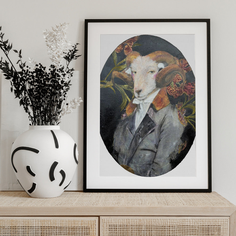 Regal Ram Portrait - Art Print by Karenina Fabrizzi