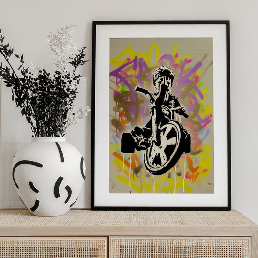 Child On A Tricycle - Art Print by Suzan Habib