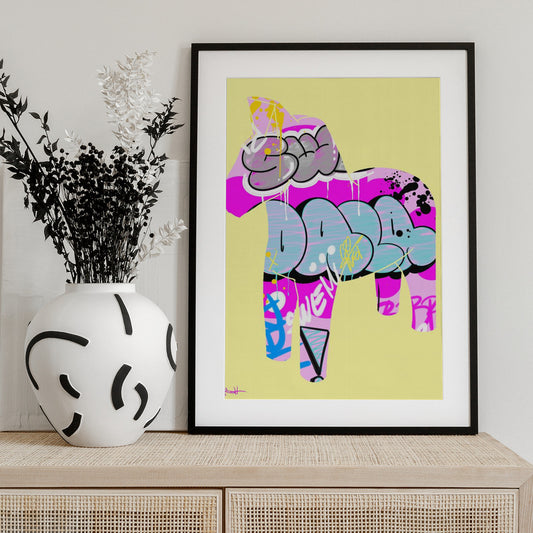 Graffiti Style Dala Horse - Art Print by Suzan Habib