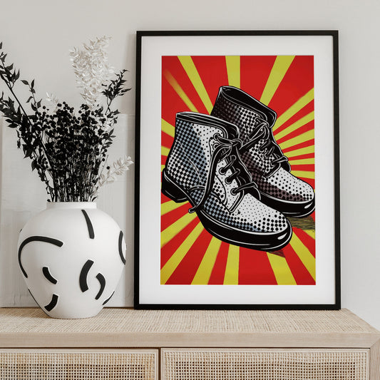 Vintage Boots with Polka Dots - Art Print by Andreas Magnusson
