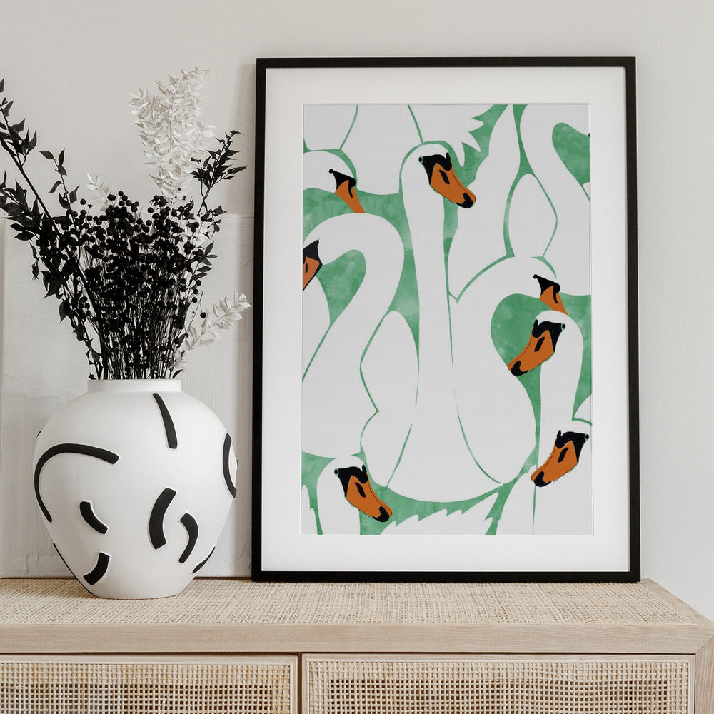 Graceful Swans - Art Print by Uma Gokhale