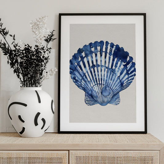 Indigo Seashell - Art Print by Treechild