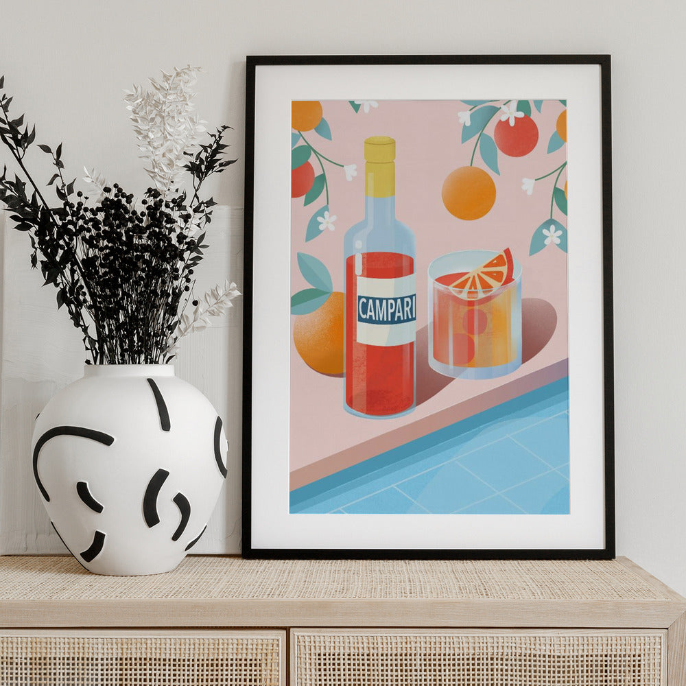 Negroni Cocktail - Art Print by Petra Lizde