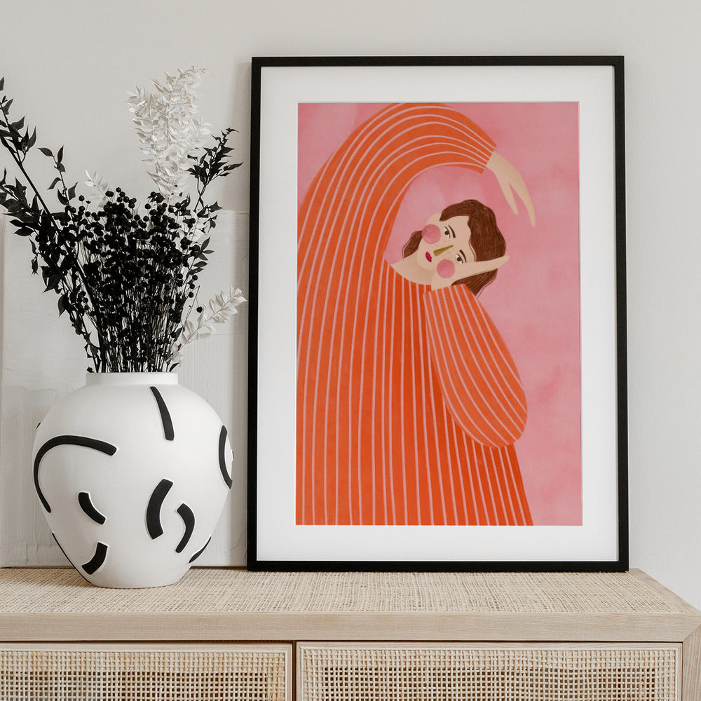 The Woman With the Orange Dress - Art Print by Bea Müller