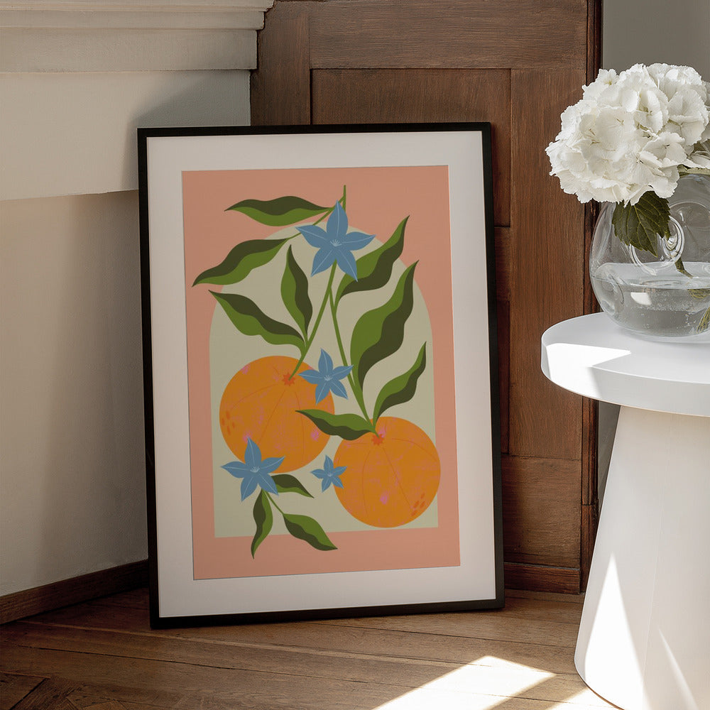 Orange Branch with Flowers - Art Print by Melissa Donne