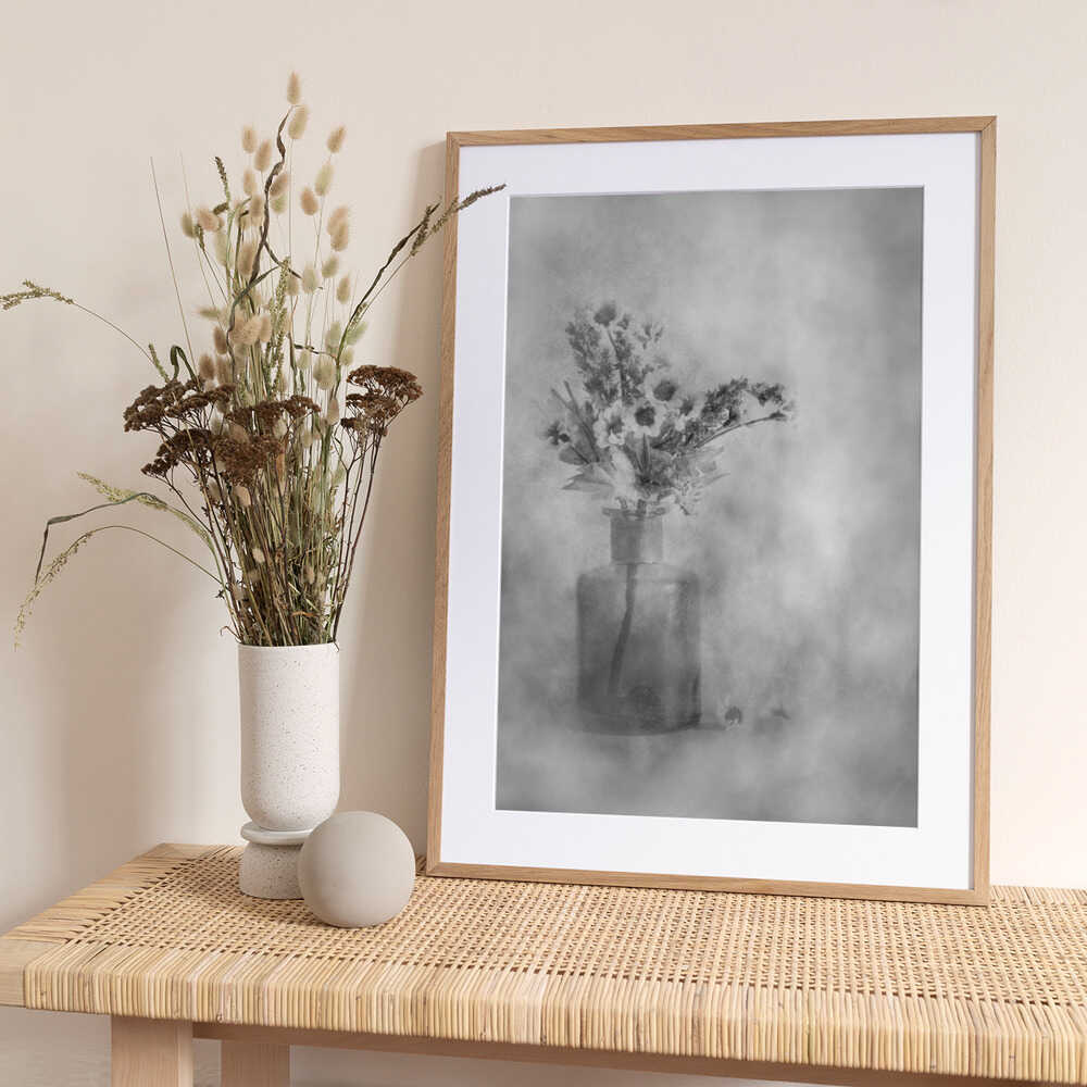 Dreamy Black and White Flowers - Art Print by Cicek Kiral