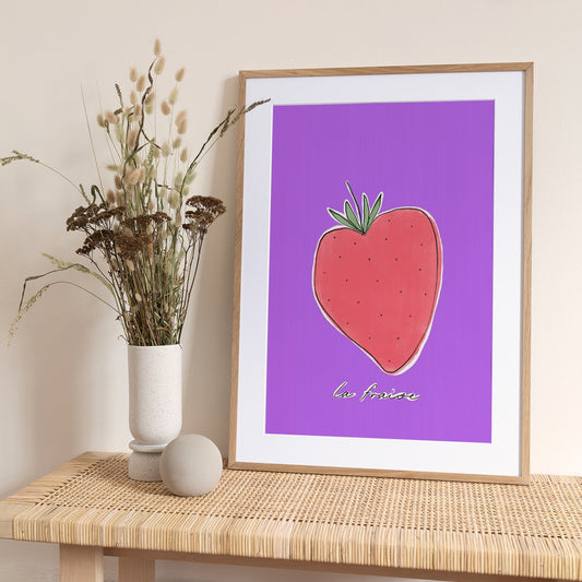 Stylized Strawberry Delight - Art Print by uplusmestudio