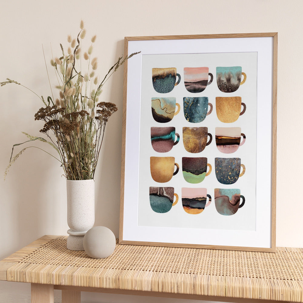 Earthy Coffee Cups - Art Print by Elisabeth Fredriksson