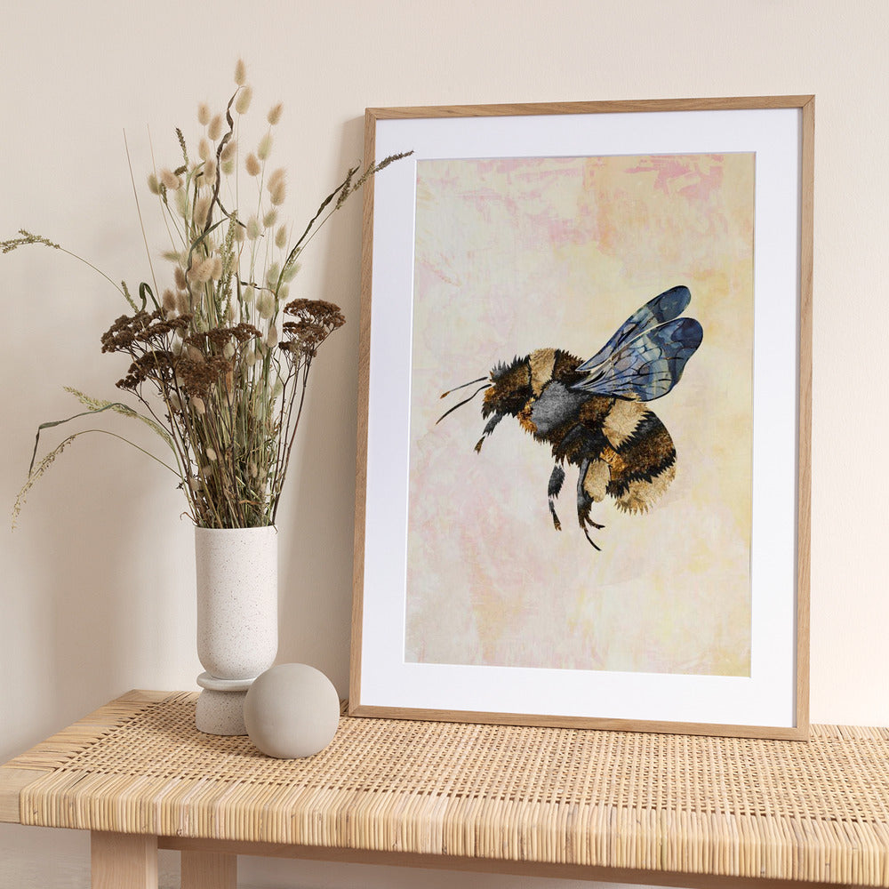 Grunge Watercolour Bee - Art Print by Sarah Manovski