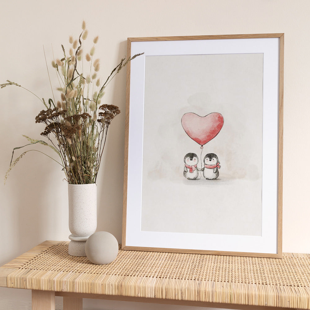 Penguin in Love - Art Print by Xuan Thai