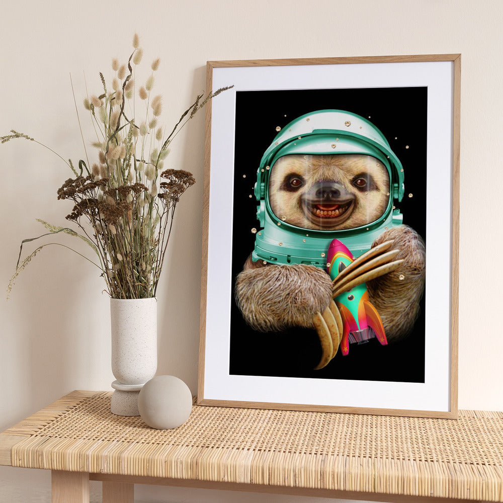 SPACESLOTH - Art Print by Adam Lawless