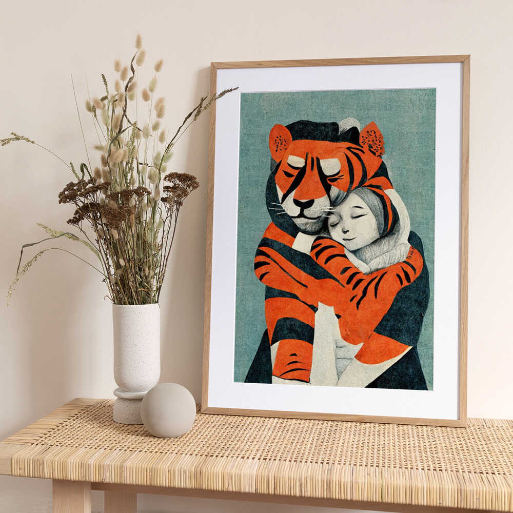 Tiger's Embrace - Art Print by Treechild