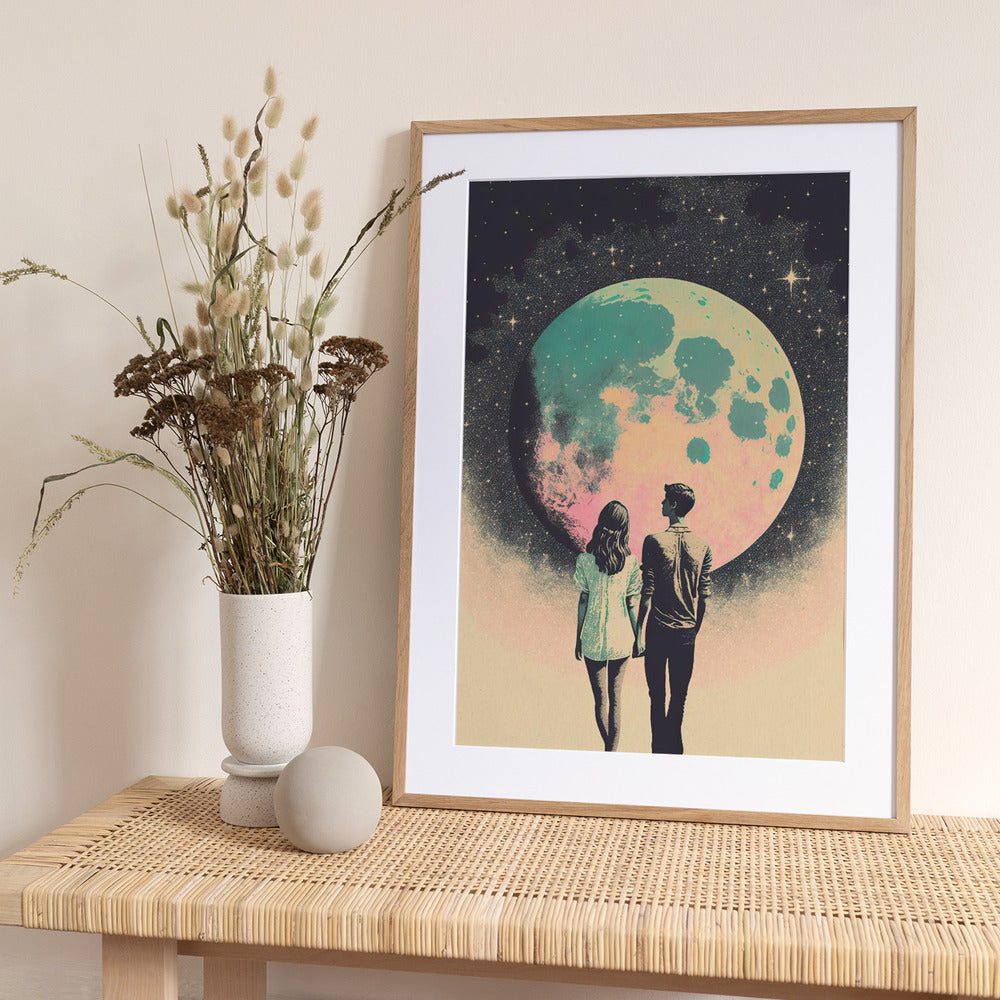 Lunar Lovers' Journey - Art Print by Treechild