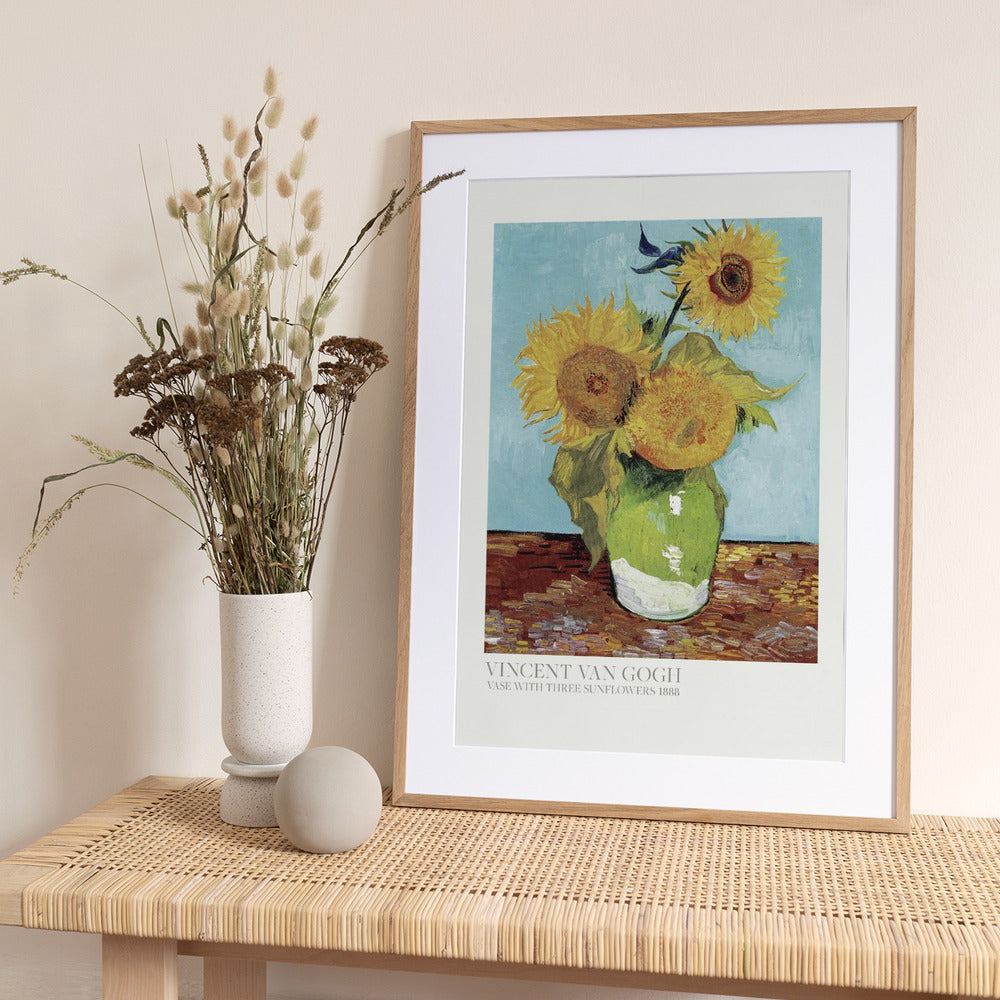 Vase With Three Sunflowers - Art Print by Vincent Van Gogh