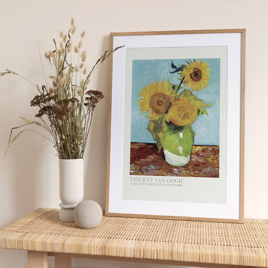 Vase With Three Sunflowers - Art Print by Vincent Van Gogh