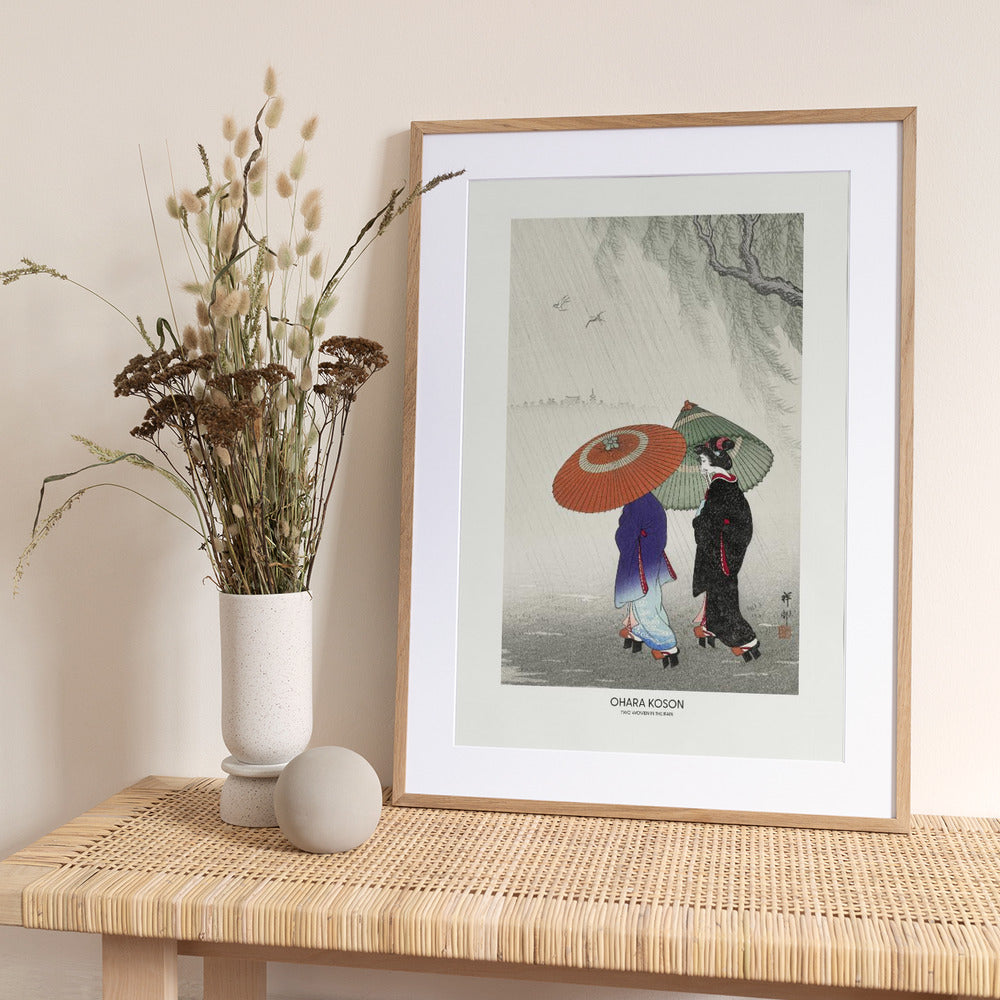 Two Women In The Rain - Art Print by Ohara Koson