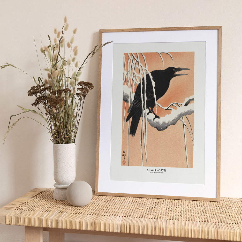 Crow On Snowy Branch - Art Print by Ohara Koson