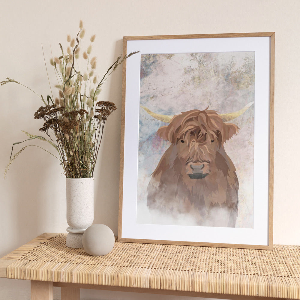 Highlands Cow Gold and Marble - Art Print by Sarah Manovski